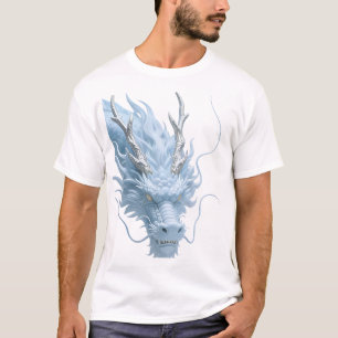 Chinese Lichtblauwe Draak Fantasy Ontwerp Met T-shirt