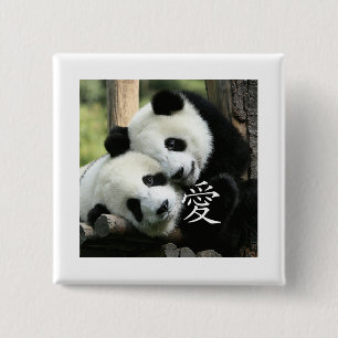 Chinese liefhebbende kleine reuzenpannen vierkante button 5,1 cm