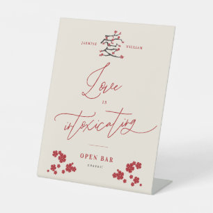 Chinese Love Cherry Blossom Love is Intoxicory Reclamebord Met Voetstuk