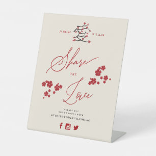 Chinese Love Red Cherry Blossom deelt de Love Pe Reclamebord Met Voetstuk