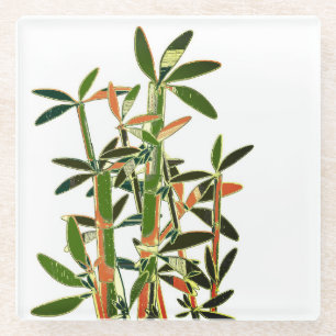 Chinese Lucky Bamboe Planten. Moderne kunst Glazen Onderzetter