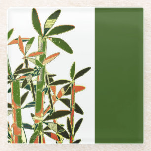 Chinese Lucky Bamboe Planten. Moderne kunst Glazen Onderzetter