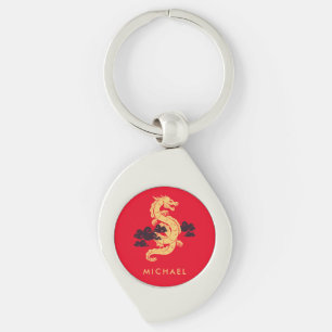 Chinese Maan Nieuwjaar Dragon 2024 gepersonaliseer Sleutelhanger