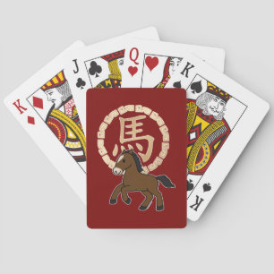 Chinese Maanjaar van het Paard met Gouden Dierriem Pokerkaarten