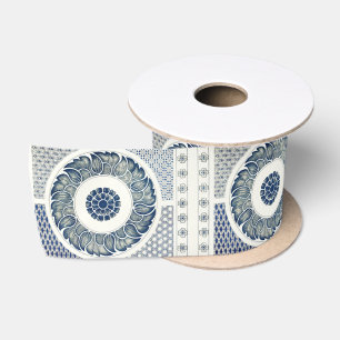 Chinese Medaillon: Indigo Blau Chinoiserie Lint