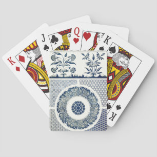 Chinese Medaillon: Indigo Blau Chinoiserie Pokerkaarten