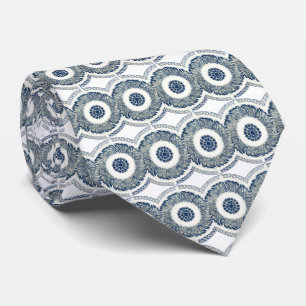 Chinese Medaillon: Indigo Blau Chinoiserie Stropdas