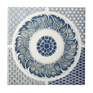 Chinese Medaillon: Indigo Blau Chinoiserie Tegeltje