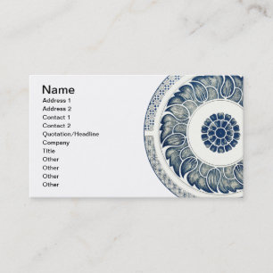 Chinese Medaillon: Indigo Blau Chinoiserie Visitekaartje