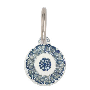 Chinese Medaillon: Indigo Blauwe Chinoiserie Huisdierpenning