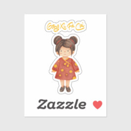 Chinese Meisje met Bun Hair Gong Xi Fa Cai Sticker