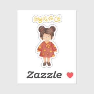 Chinese Meisje met Bun Hair Gong Xi Fa Cai Sticker