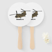 Chinese militaire helikopterillustratie handwaaier (Voorkant en achterkant)