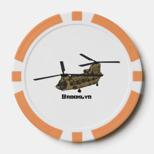 Chinese militaire helikopterillustratie poker chips