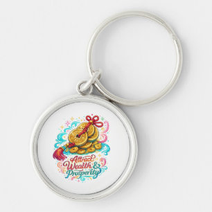 Chinese Munten Lucky Charm Ronde Sleutelhanger F