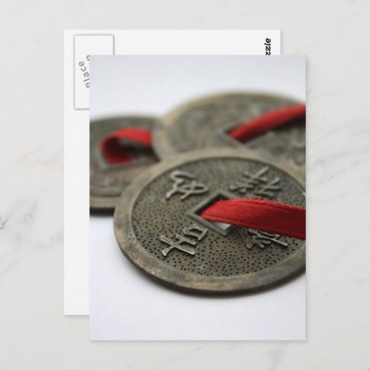 Chinese munten met goede lonken briefkaart (Voorkant / Achterkant)