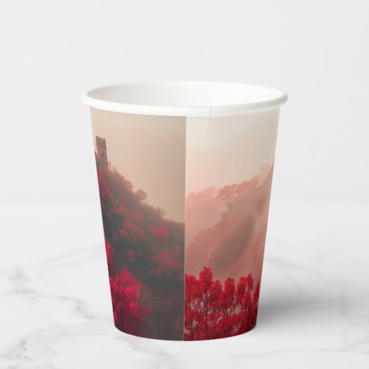 Chinese Muur in het najaar - Schilderachtig rood Papieren Bekers (Rechts)