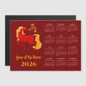 Chinese New Lunar Year Horse 2026 Calendar Magnet (Devant / Derrière)
