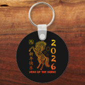 Chinese New Year 2026 Horse Happy Chinese New Year Sleutelhanger (Voorkant)