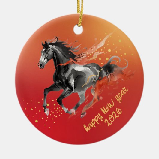 Chinese New Year 2026 Horse Ink New Year Keramisch Ornament (Voorkant)