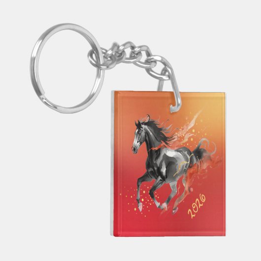 Chinese New Year 2026 Horse Ink New Year Sleutelhanger (Voorkant Links)