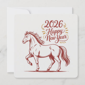 Chinese New Year 2026 Red Fire Horse Card
