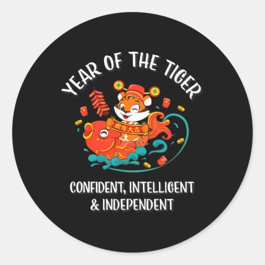 Chinese New Year Of The Tiger 2022 Ronde Sticker (Voorkant)