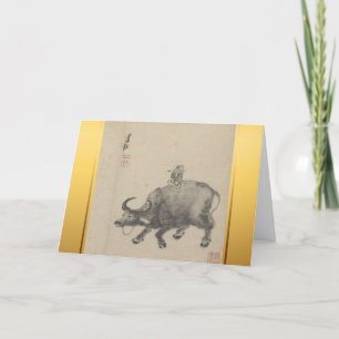 Chinese New Year Ox Painting Zodiac Birthday GC Feestdagen Kaart