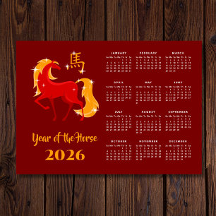 Chinese Nieuw Maanjaar Paard 2026 Kalender Magneet