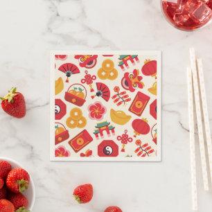 Chinese Nieuwjaar iconen 2024 Party Napkins Servet