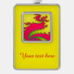 Chinese Nieuwjaarsdraak Fractale Aangepaste Sierdi Verzilverd Kader Ornament