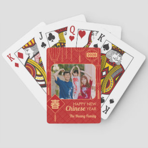 Chinese Nieuwjaarslantaarn Foto Pokerkaarten