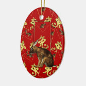 Chinese nieuwjaarssieraad - jaar konijn / haas keramisch ornament (Links)