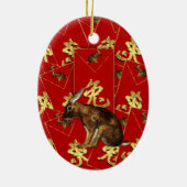 Chinese nieuwjaarssieraad - jaar konijn / haas keramisch ornament (Achterkant)