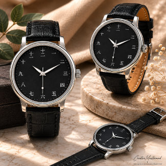 Chinese Numeral Karakter (Witte lettertype) Horlog Horloge