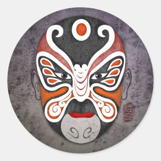 Chinese Opera Maskers - Li Ke Ronde Sticker (Voorkant)