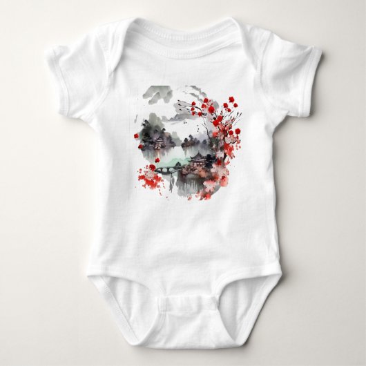 Chinese oude paviljoen landschapsschildering romper (Voorkant)