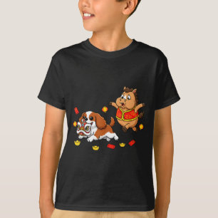 Chinese Paard Cavalier King Charles Spaniel Blij T-shirt