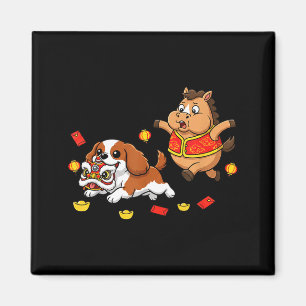 Chinese Paard Cavalier King Charles Spaniel Gelukk Magneet