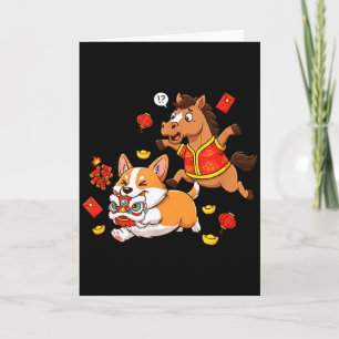 Chinese Paard Corgi Grappige Kinderen Mannen Vrouw Kaart
