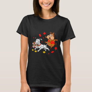 Chinese Paard Dalmatische Grappige Heren Dames Gel T-shirt