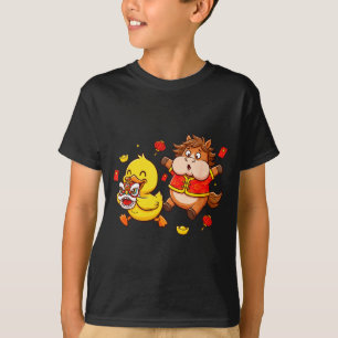 Chinese Paard Eend Grappige Kinderen Mannen Vrouwe T-shirt