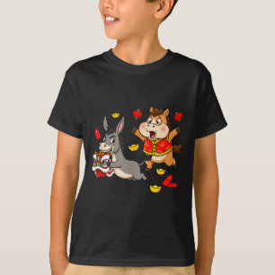 Chinese Paard Ezel Grappige Kinderen Mannen Vrouwe T-shirt