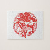 Chinese Papercut Rooster 2017 puzzle Legpuzzel (Horizontaal)