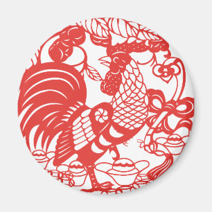 Chinese Papercut Rooster jaar dierentuin Birthday Magneet