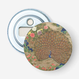 Chinese pauw en bloemen (17e eeuw)  button flesopener