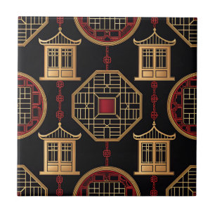 Chinese Paviljoen Roosterpatroon Tegeltje