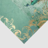 Chinese peacock Feather Aqua Blue Gold-ontkoppelin Tissuepapier (Detail)