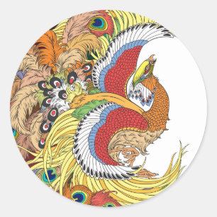 Chinese phoenix feng huang ronde sticker