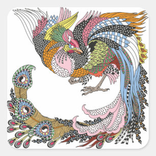 Chinese phoenix of Feng Huang Vierkante Sticker